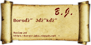 Borsó Jákó névjegykártya